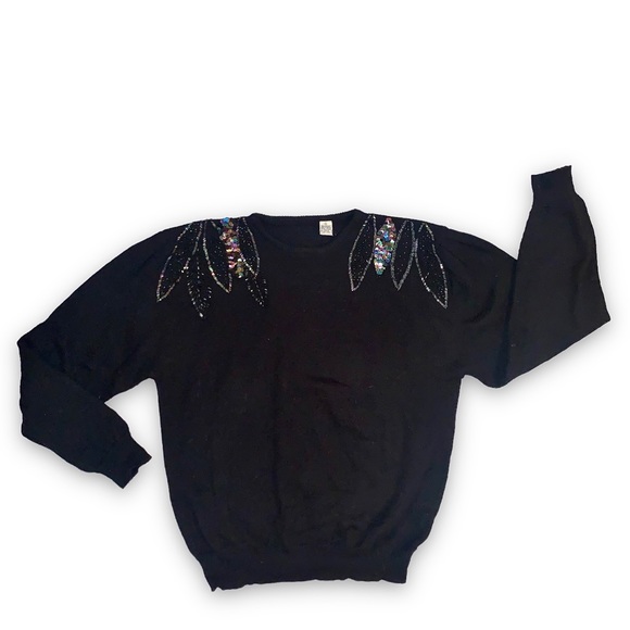 v i n t a g e :: Gorgeous Beaded Embellished Sequin Knit Sweater - Picture 3 of 10